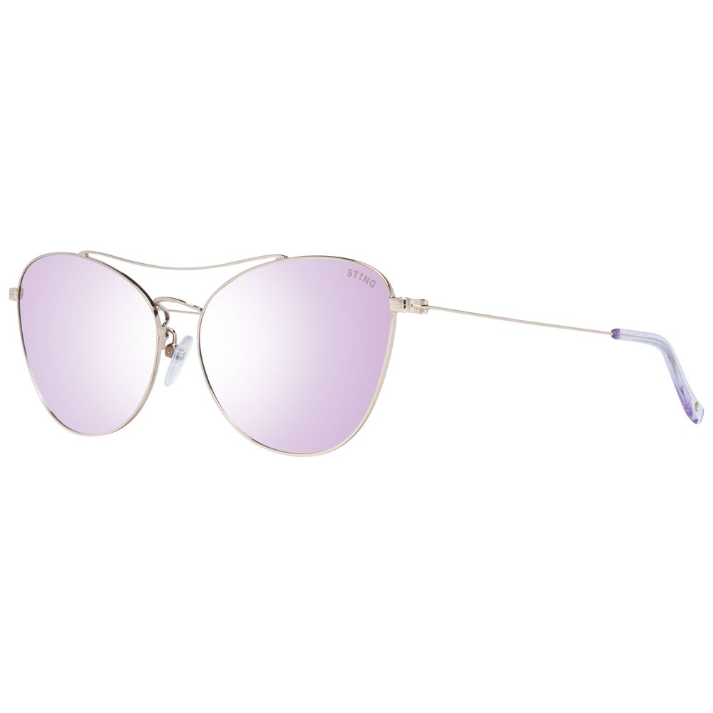 Sting Women’s Gold Metal Sunglasses – Silver Mirrored Cat Eye