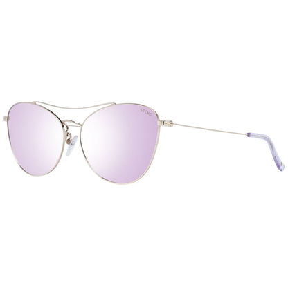 Sting Women’s Gold Metal Sunglasses – Silver Mirrored Cat Eye