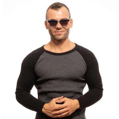 Sting Unisex Sunglasses – Blue Rectangular Frame, Grey Mirrored Lenses