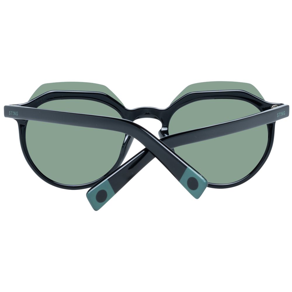 Sting Unisex Sunglasses – Black Half-Rim Frame, Green Mirrored Lenses