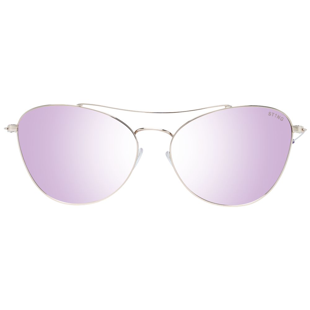 Sting Women’s Gold Metal Sunglasses – Silver Mirrored Cat Eye