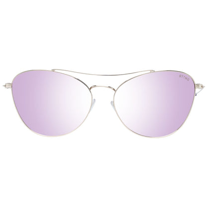 Sting Women’s Gold Metal Sunglasses – Silver Mirrored Cat Eye