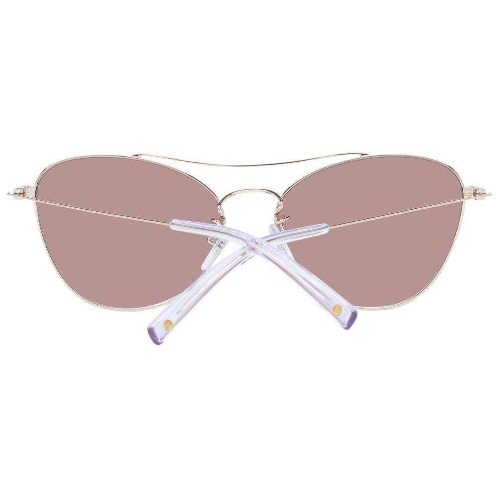 Sting Women’s Gold Metal Sunglasses – Silver Mirrored Cat Eye