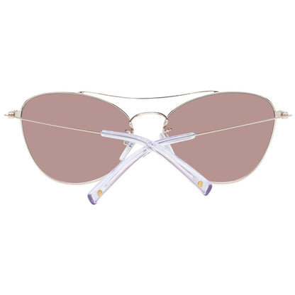 Sting Women’s Gold Metal Sunglasses – Silver Mirrored Cat Eye