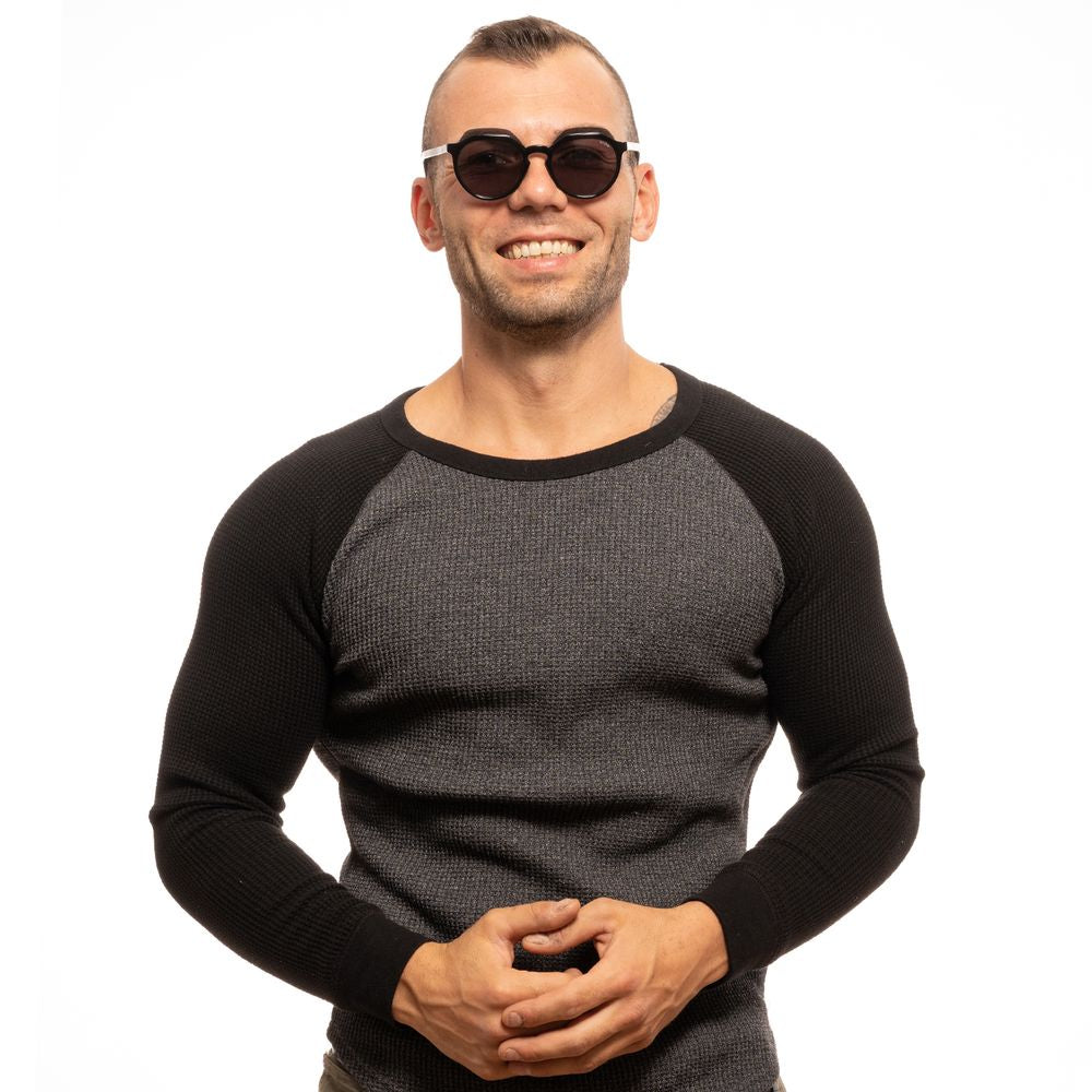 Sting Unisex Sunglasses – Black Half-Rim Frame, Green Mirrored Lenses