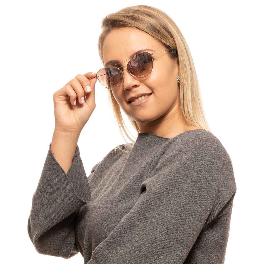 Sting Women’s Gold Metal Sunglasses – Silver Mirrored Cat Eye
