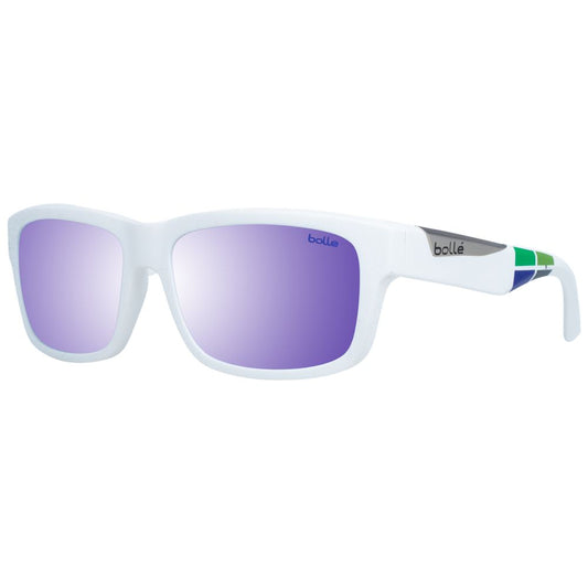 Bolle White Unisex Trapezium Sunglasses with Green Mirrored Lenses