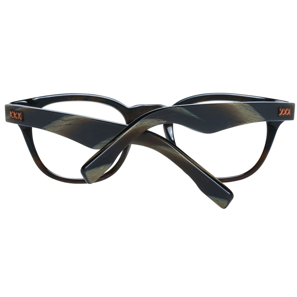 Ermenegildo Zegna Men’s Optical Frames – Olive Round Design, 48mm