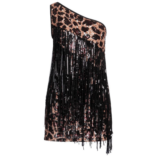  - Leopard Print Sequin One Shoulder Dress