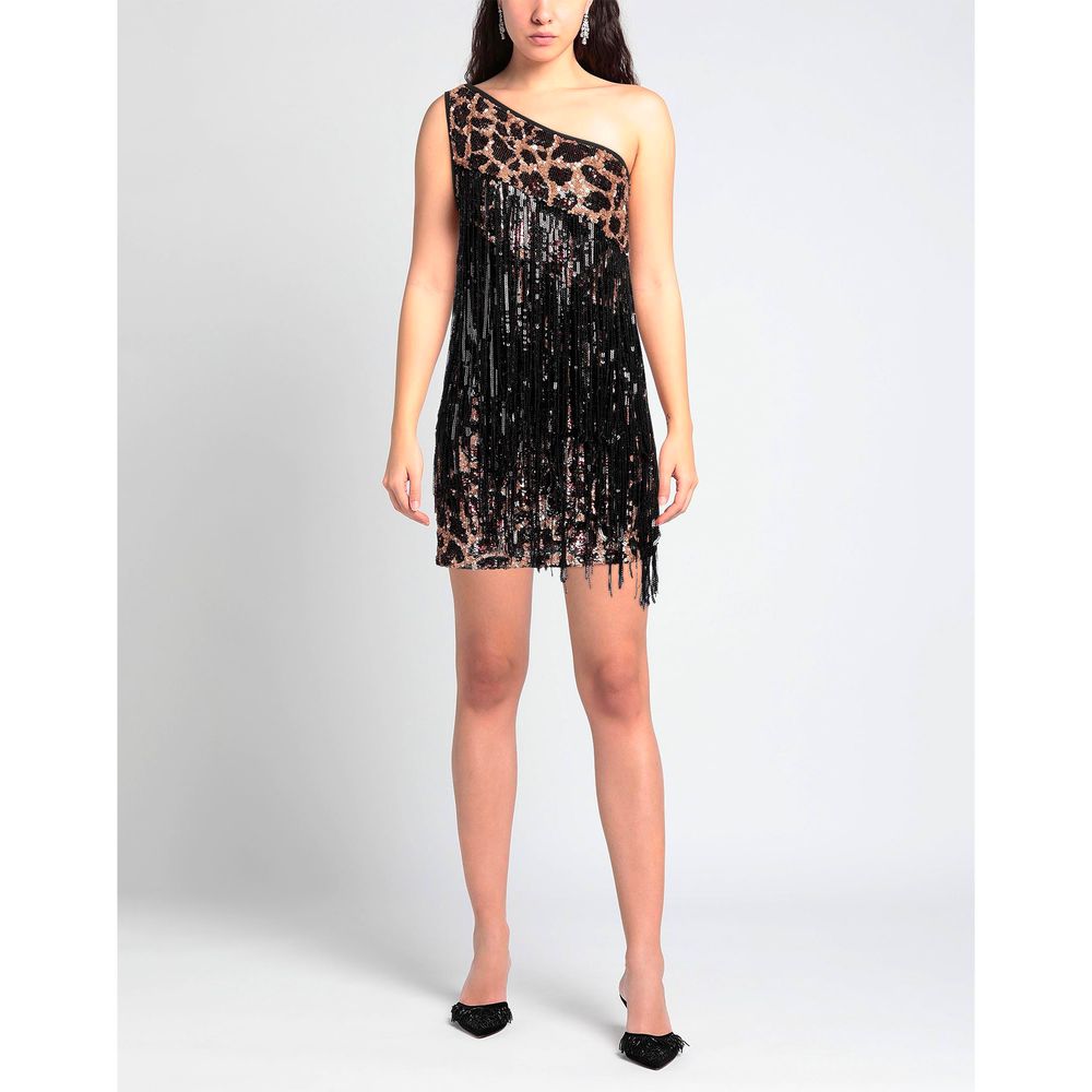 Leopard Print Sequin One Shoulder Dress