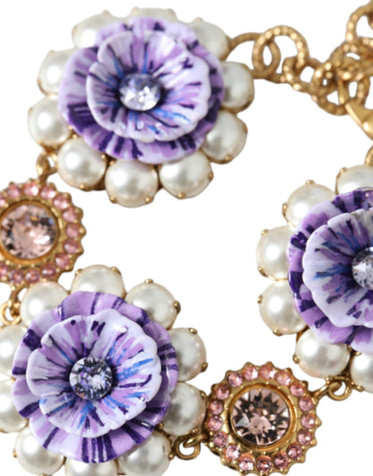  - Gold FIORI BLOOMING Floral Baroque Crystals Bracelet