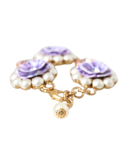  - Gold FIORI BLOOMING Floral Baroque Crystals Bracelet