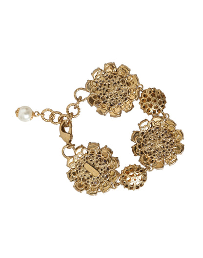  - Gold FIORI BLOOMING Floral Baroque Crystals Bracelet