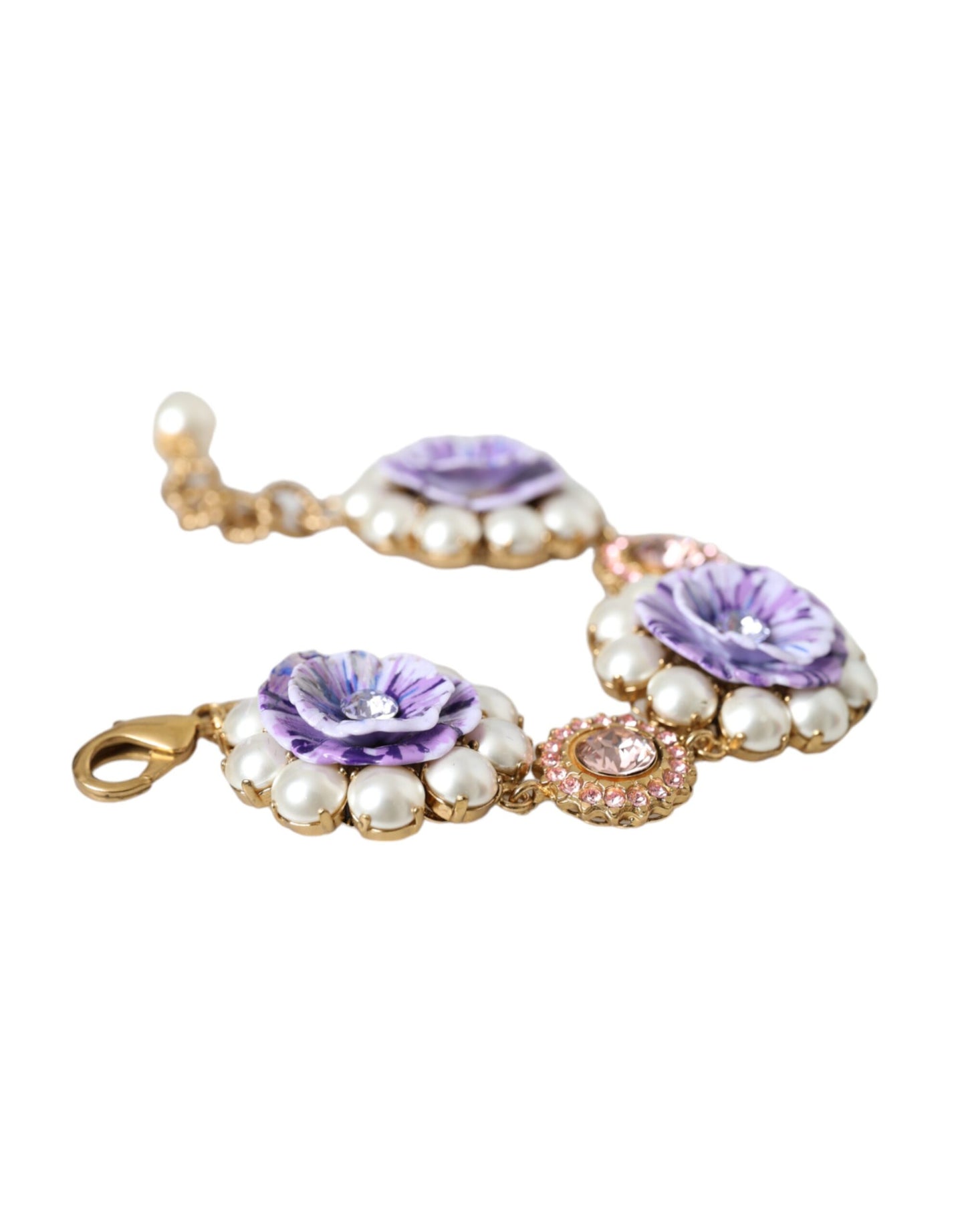  - Gold FIORI BLOOMING Floral Baroque Crystals Bracelet