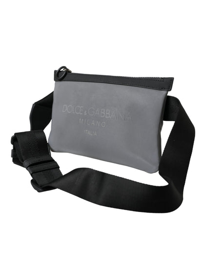  - Gray Neoprene Logo Zip Waist Fanny Pack Belt Pouch Bag