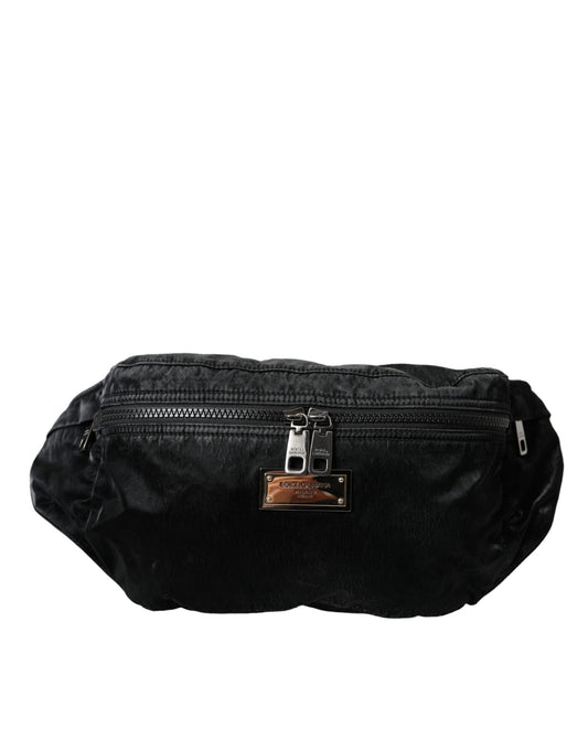  - Black Nylon Logo Plaque Belt Waist Fanny Pack Bag