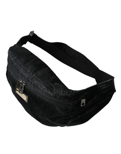  - Black Nylon Logo Plaque Belt Waist Fanny Pack Bag