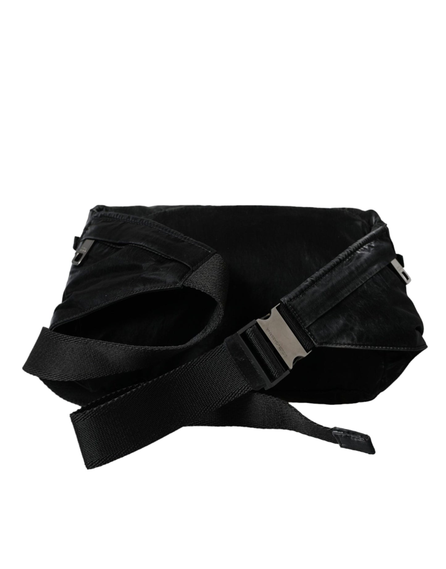  - Black Nylon Logo Plaque Belt Waist Fanny Pack Bag