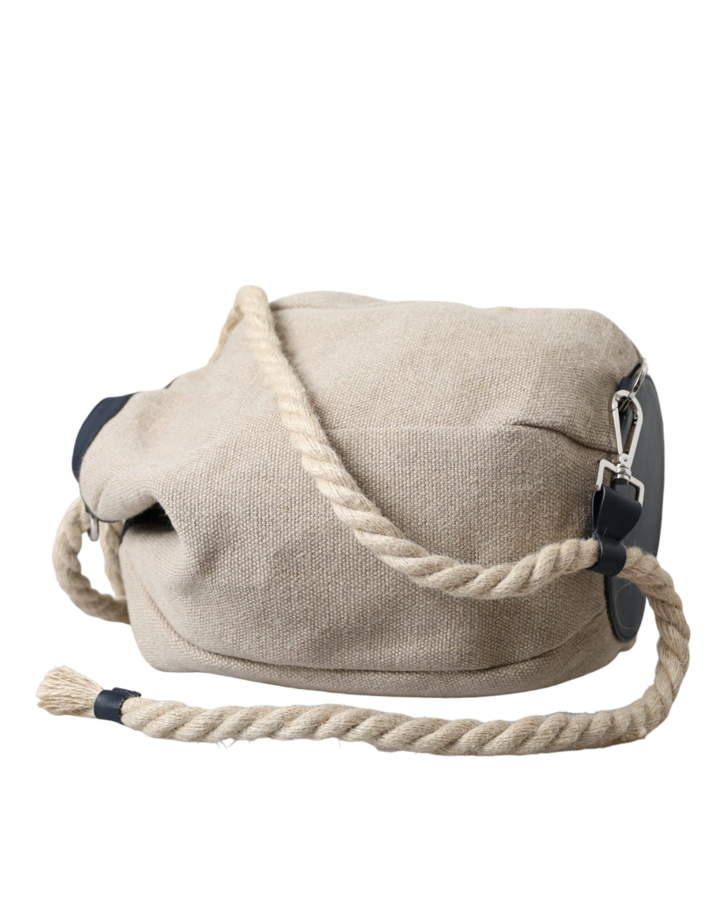  - Beige Canvas Fabric Bucket Sack Pouch Purse Bag