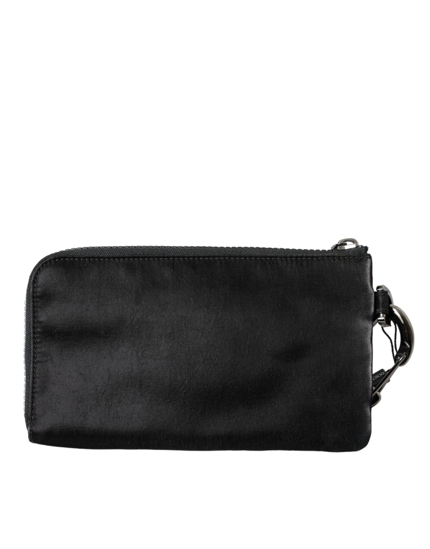  - Black Nylon Logo Plaque Keyring Pouch Clutch Bag