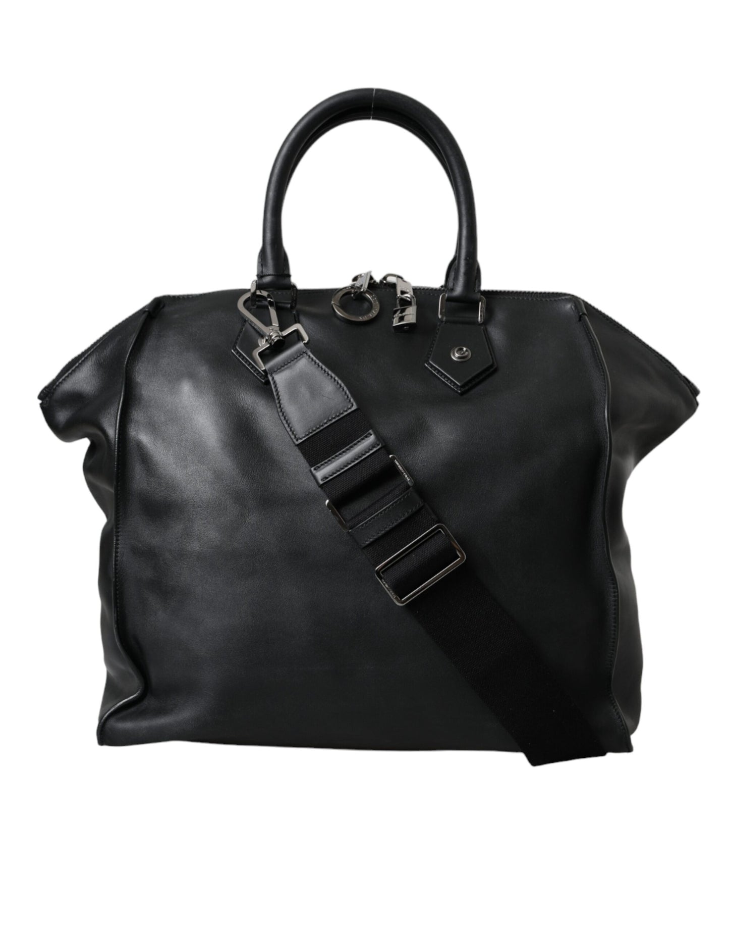  - Black Washed Calfskin Biker Style Shopper Bag