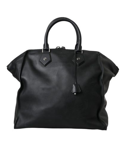  - Black Washed Calfskin Biker Style Shopper Bag