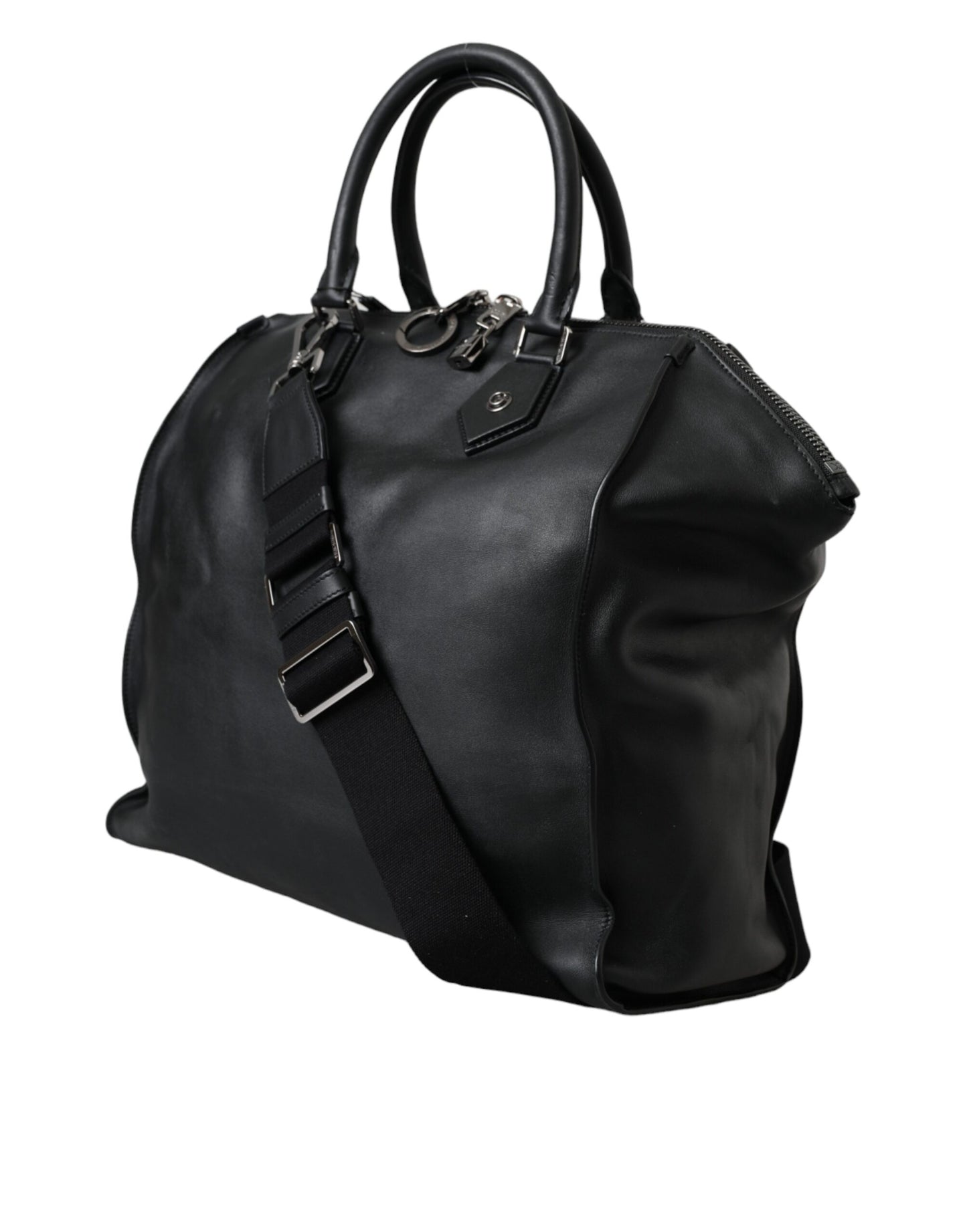  - Black Washed Calfskin Biker Style Shopper Bag