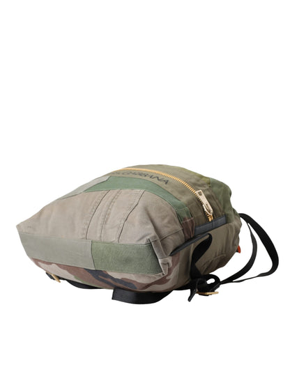  - Military Green Patchwork Rucksack Backpack Bag