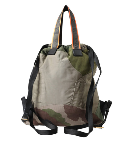  - Military Green Patchwork Rucksack Backpack Bag