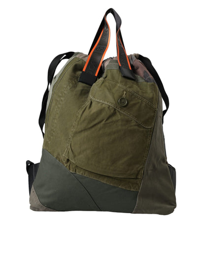  - Military Green Patchwork Rucksack Backpack Bag