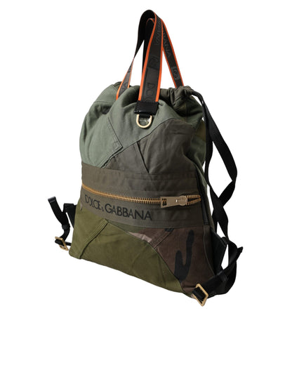  - Military Green Patchwork Rucksack Backpack Bag