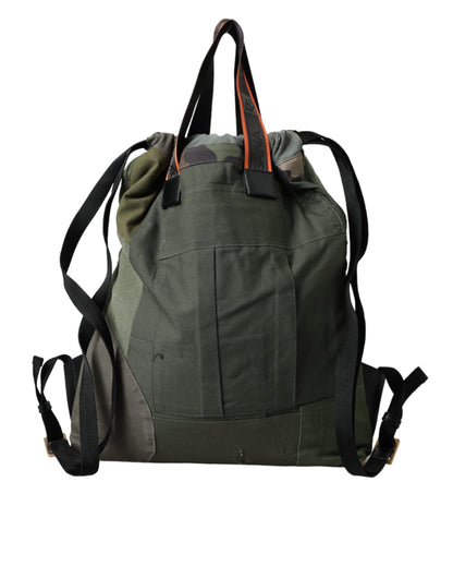  - Military Green Patchwork Rucksack Backpack Bag