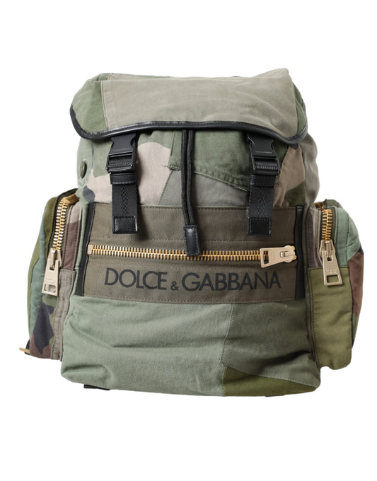  - Military Green Patchwork Rucksack Backpack Bag