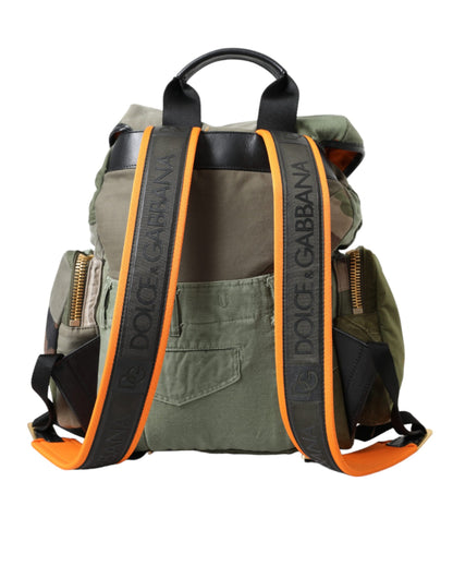  - Military Green Patchwork Rucksack Backpack Bag