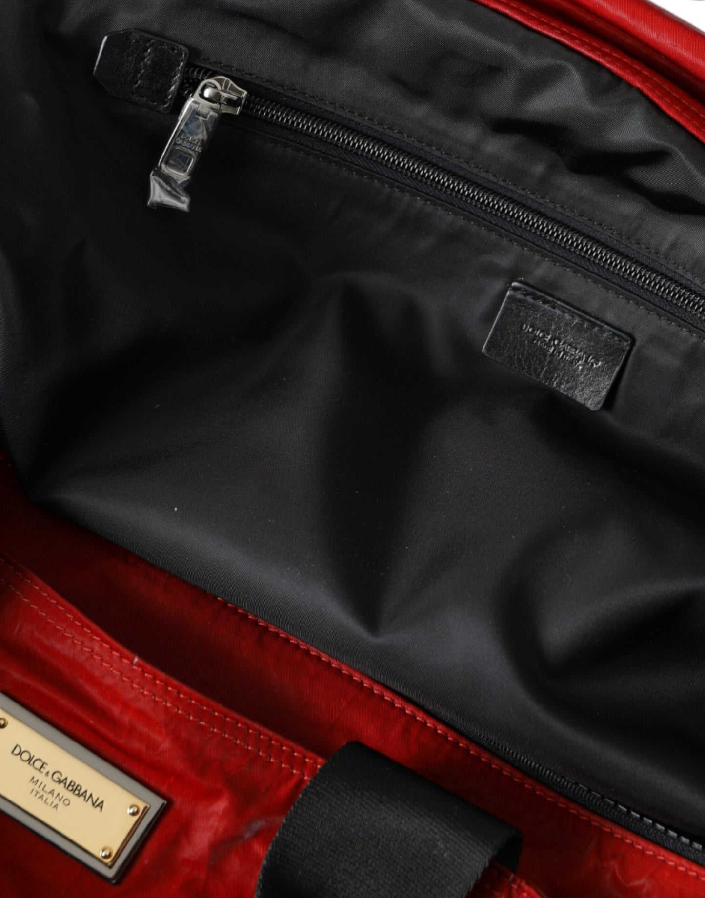  - Red Nylon Calfskin Hand Shoulder Duffel Bag