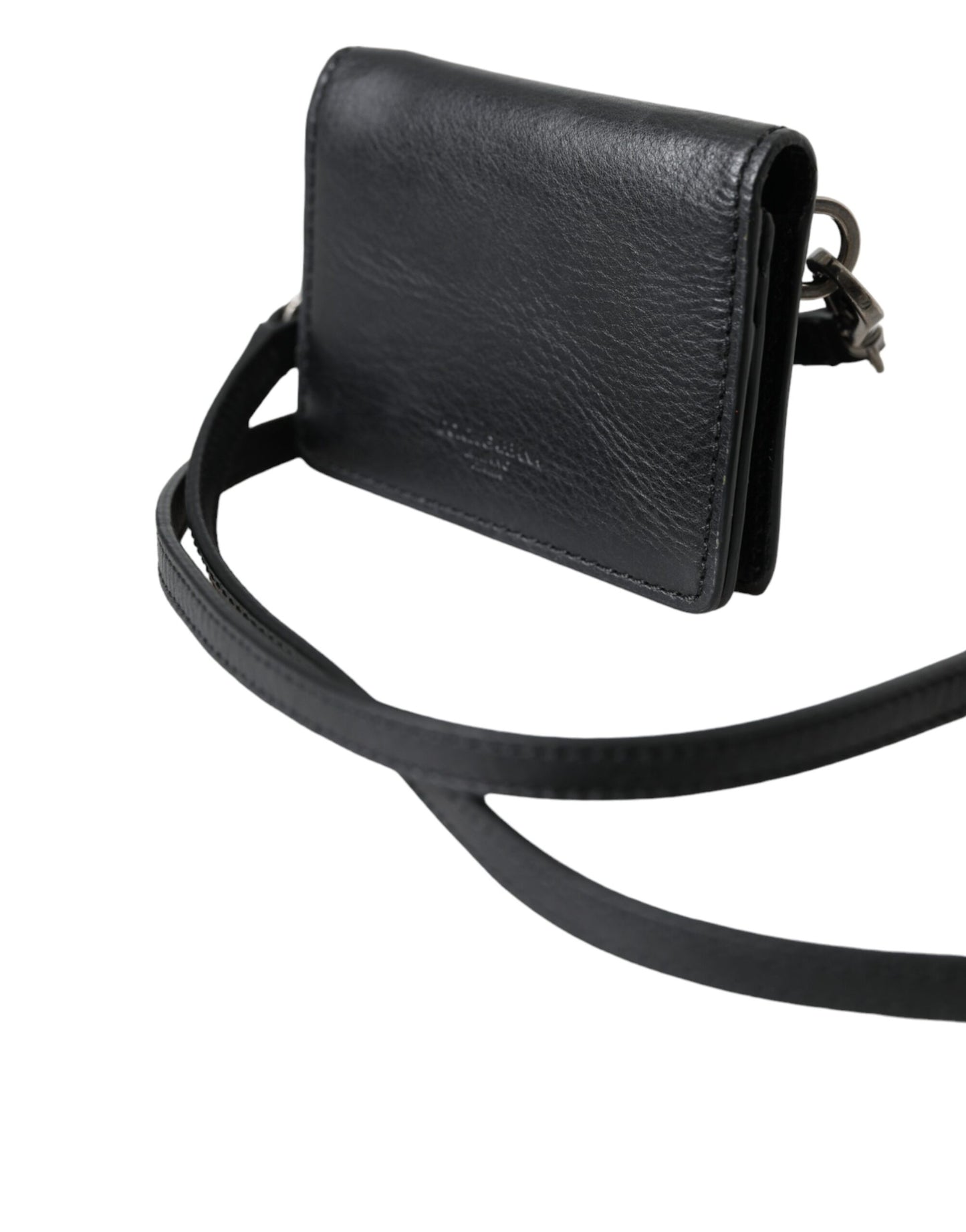  - Black Leather Bifold Sling Women Card Holder Purse Wallet