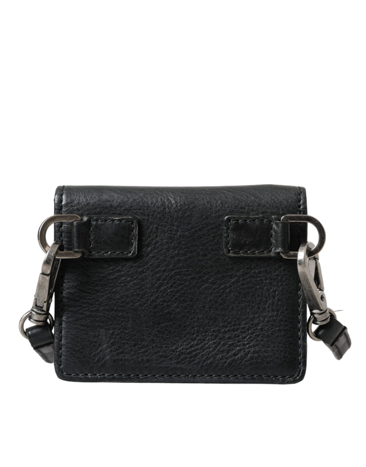  - Black Leather Bifold Sling Women Card Holder Purse Wallet