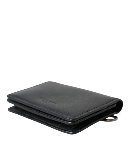  - Black Leather Bifold Sling Women Card Holder Purse Wallet