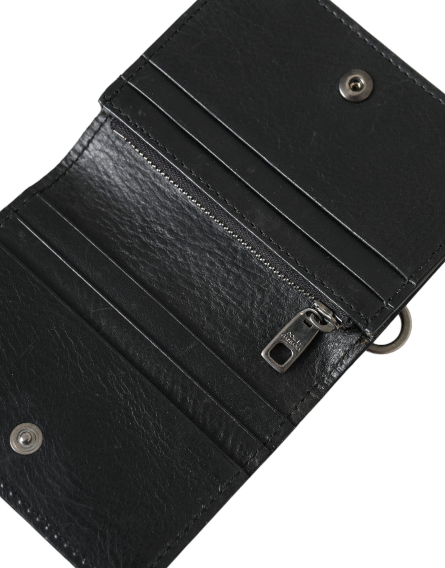  - Black Leather Bifold Sling Women Card Holder Purse Wallet