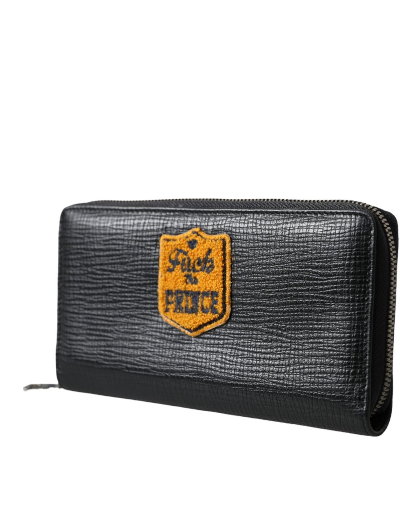  - Black Leather Logo Patch Zip Around Continental Wallet