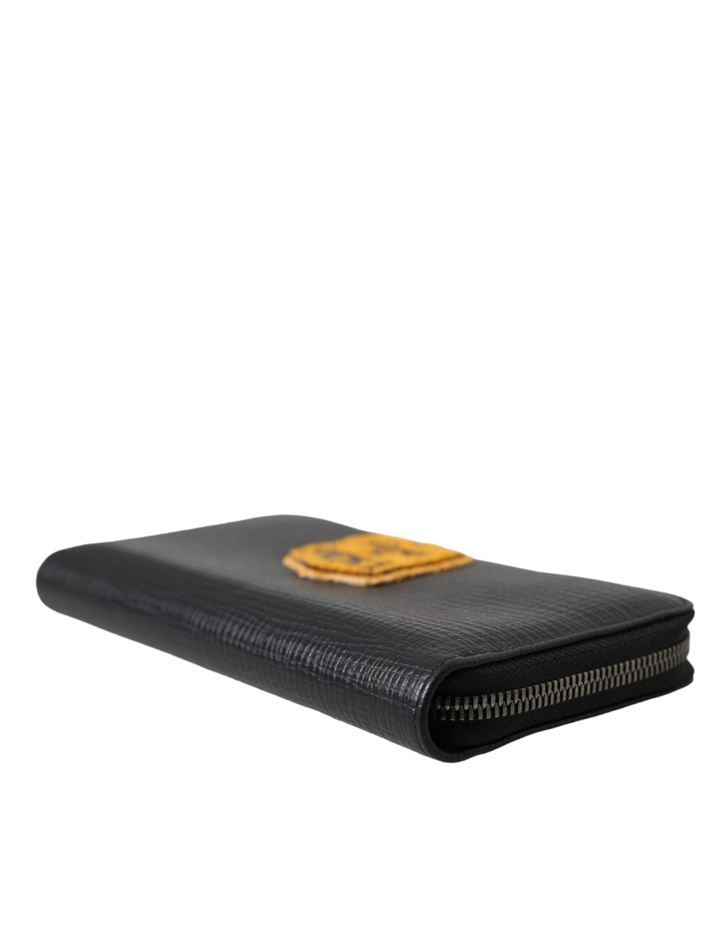  - Black Leather Logo Patch Zip Around Continental Wallet