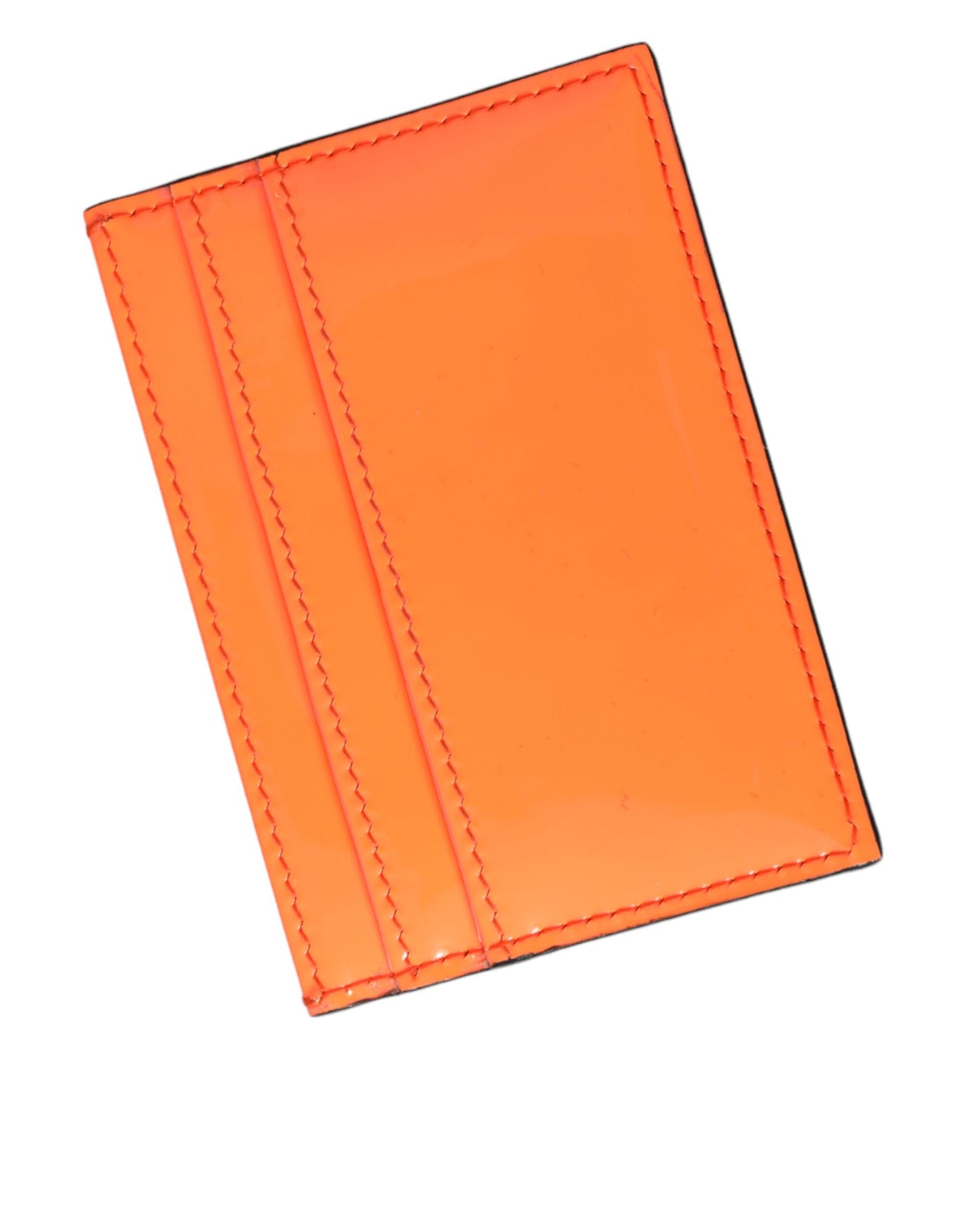  - Orange Black Leather Logo Plaque Card Holder Wallet