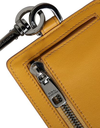  - Orange Calf Leather Credit Card Holder Clip On Wallet