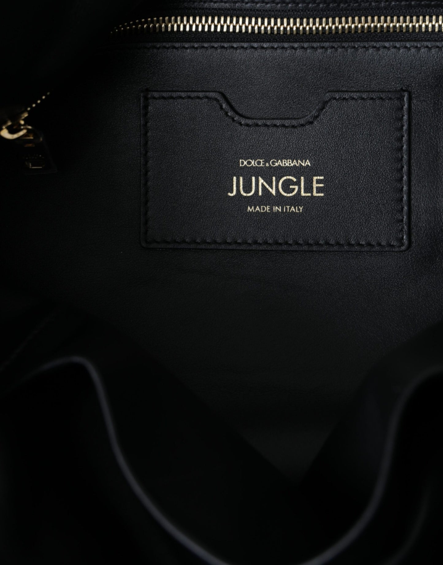  - Black Leather JUNGLE Quilted Shopping Tote Bag