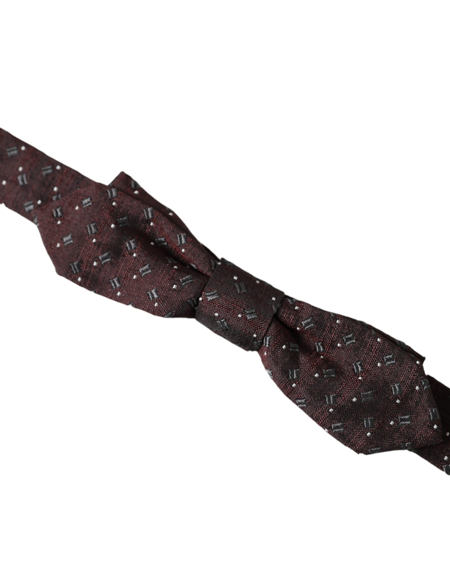  - Maroon Silk Patterned Adjustable Neck Papillon Bow Tie