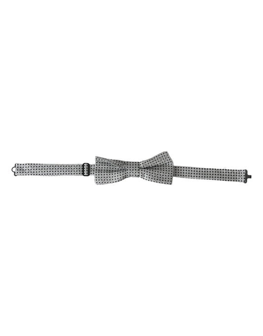  - Gray Silk Polka Dot Adjustable Neck Men Papillon Bow Tie