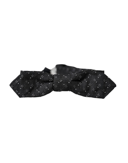  - Black Silk Patterned Adjustable Neck Men Papillon Bow Tie