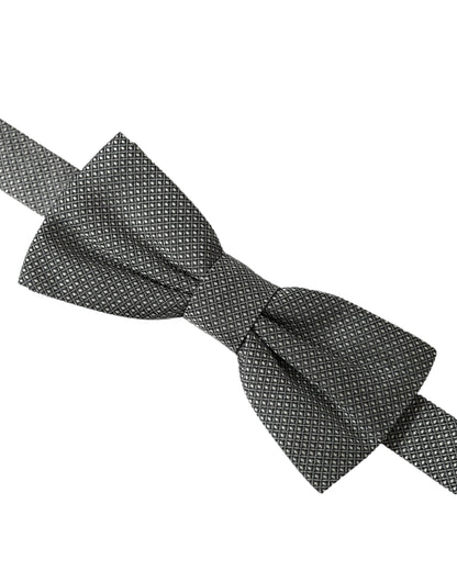  - Gray Silk Patterned Adjustable Neck Men Papillon Bow Tie