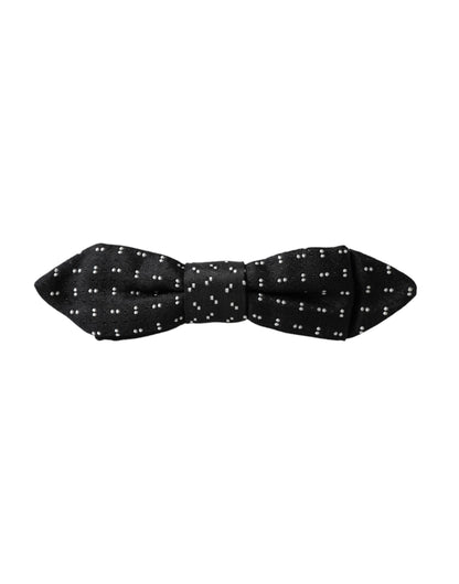  - Black Silk Patterned Adjustable Neck Men Papillon Bow Tie