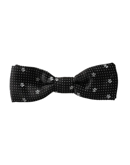  - Black Silk Floral Adjustable Neck Men Papillon Bow Tie